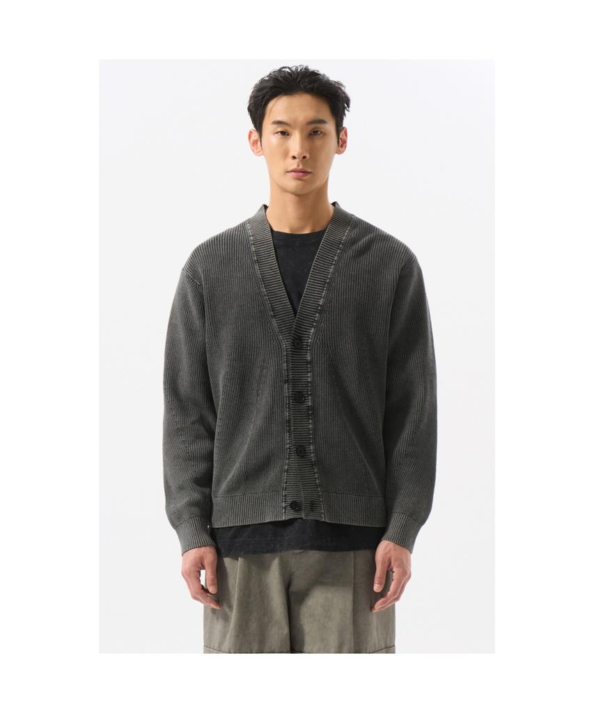 Customellow Gray Garment Dyed Cardigan Cwwas25114Gyx