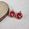 Капли красного масла, серьги Xiangrabbit с золотым краем и бриллиантами, модный и элитный дизайн, универсальный темперамент и элегантные застежки для ушей