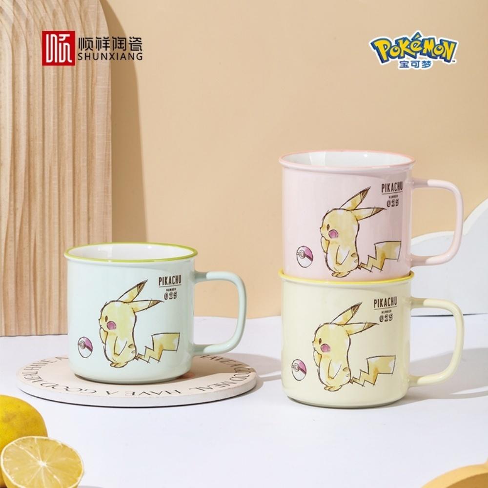 Керамические кружки SHUNXIANG с лицензированным Пикачу из Pokémon, с кавайным узором, чашка для завтрака, молока, детские кофейные чашки, посуда для напитков, подарок
