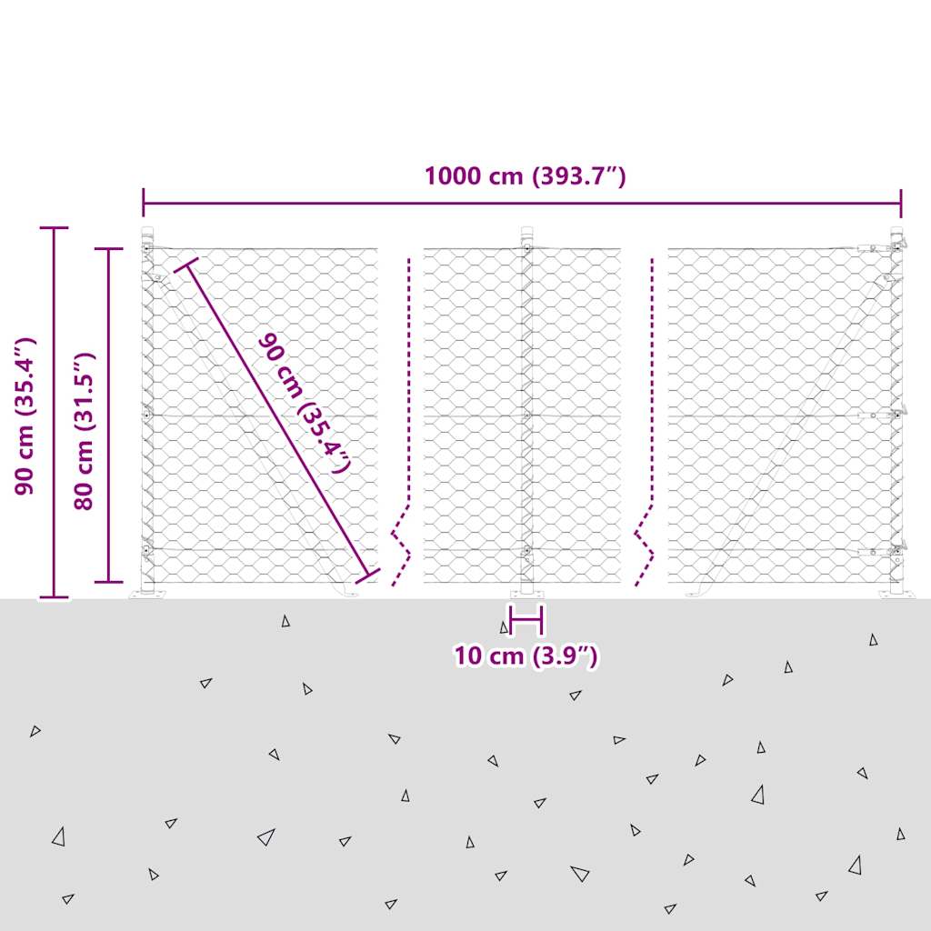 Welded Wire Fence with Concrete Foundation 10 x 0.8 m (W x H)