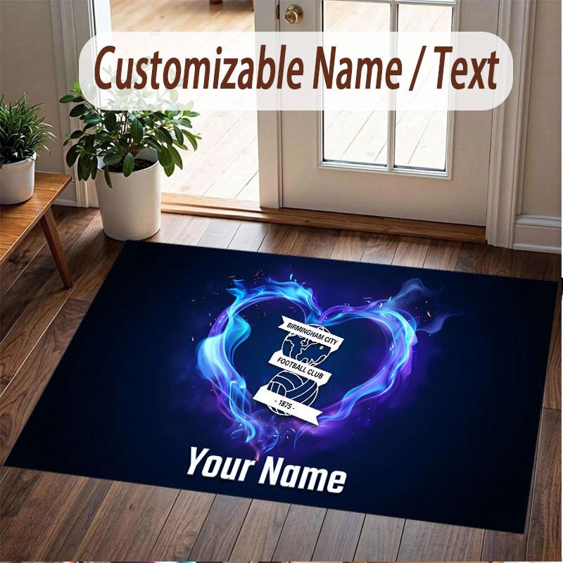 Custom Rug BIRMINGHAM CITY Pattern Print Name Text Soft Non‑Slip Floor Carpet for Home Indoor Decoration