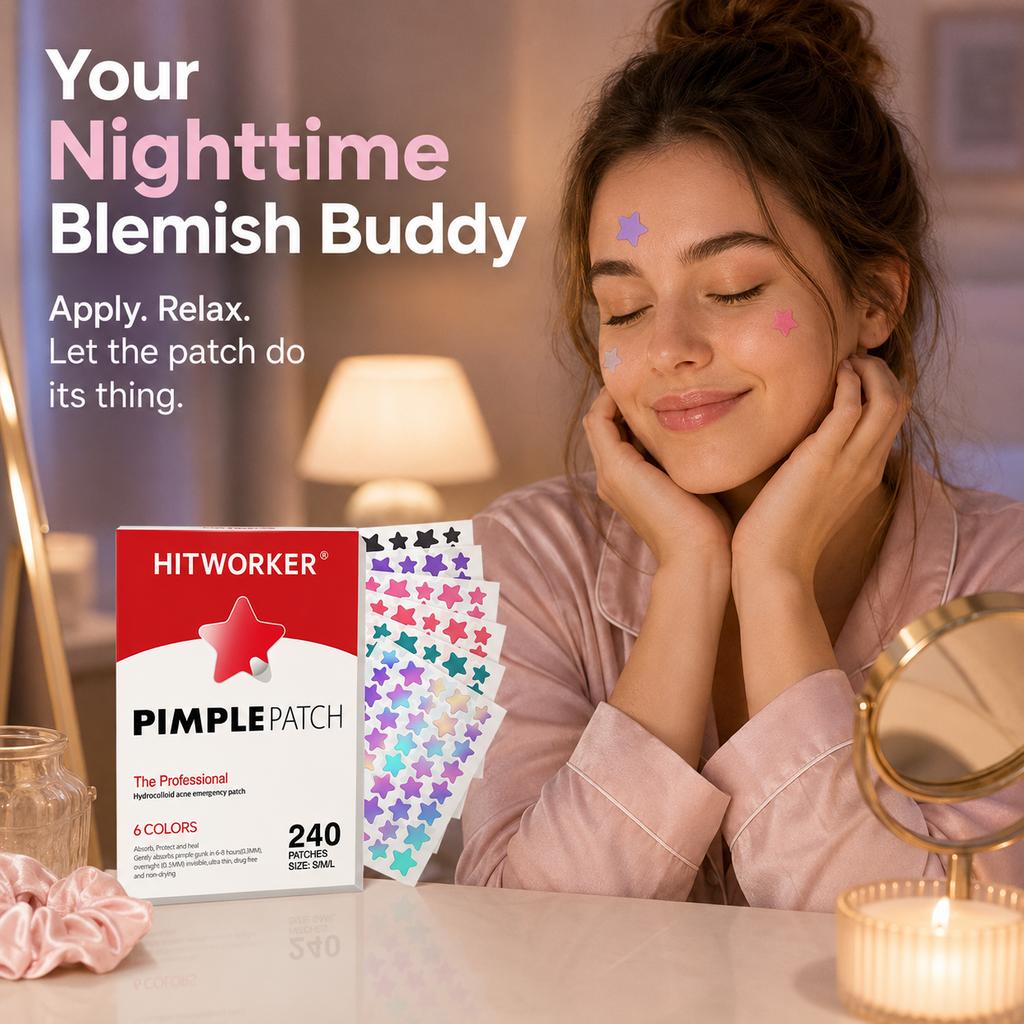 240 шт. Гидроколлоидные пластыри от прыщей в форме звезд, 6 цветов S/M/L Наклейки-закрывашки для пятен на лице для дневного и ночного ухода за кожей