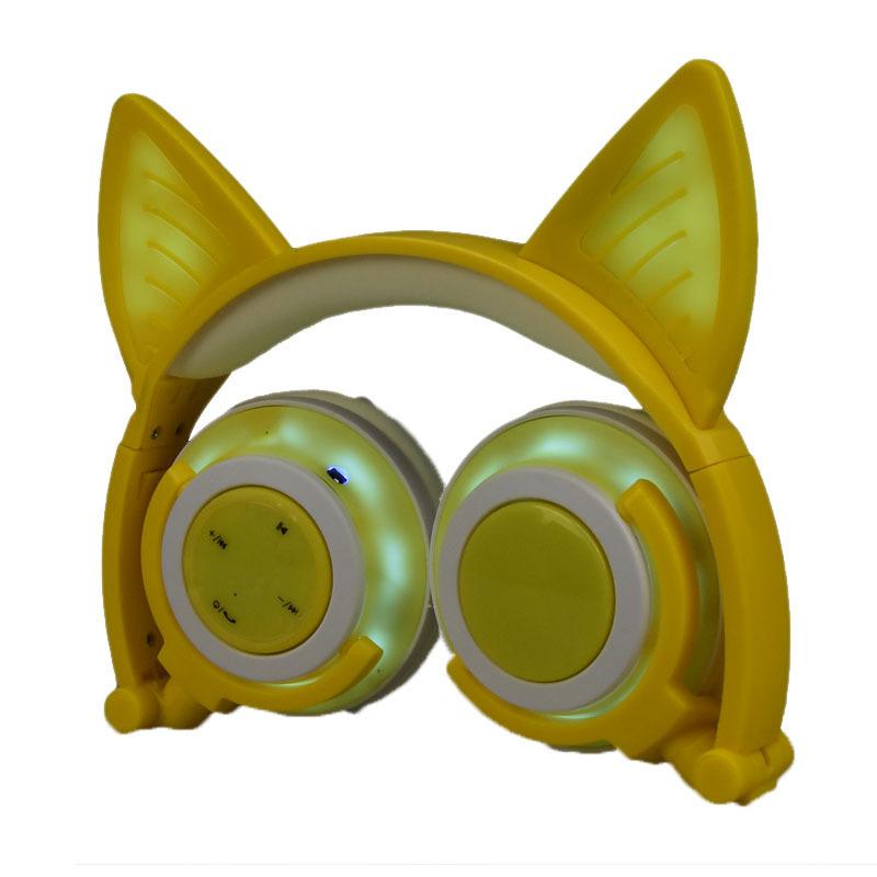 Аккумуляторная игровая гарнитура с милыми кошачьими ушками и светодиодной подсветкой. Красочные складные наушники-вкладыши с наушниками.