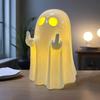 Resin Light-up Ghost Halloween Decor Little White Ghost Figurine Cute Glowing Ghost Statue for Home Table Tiered Tray Decor