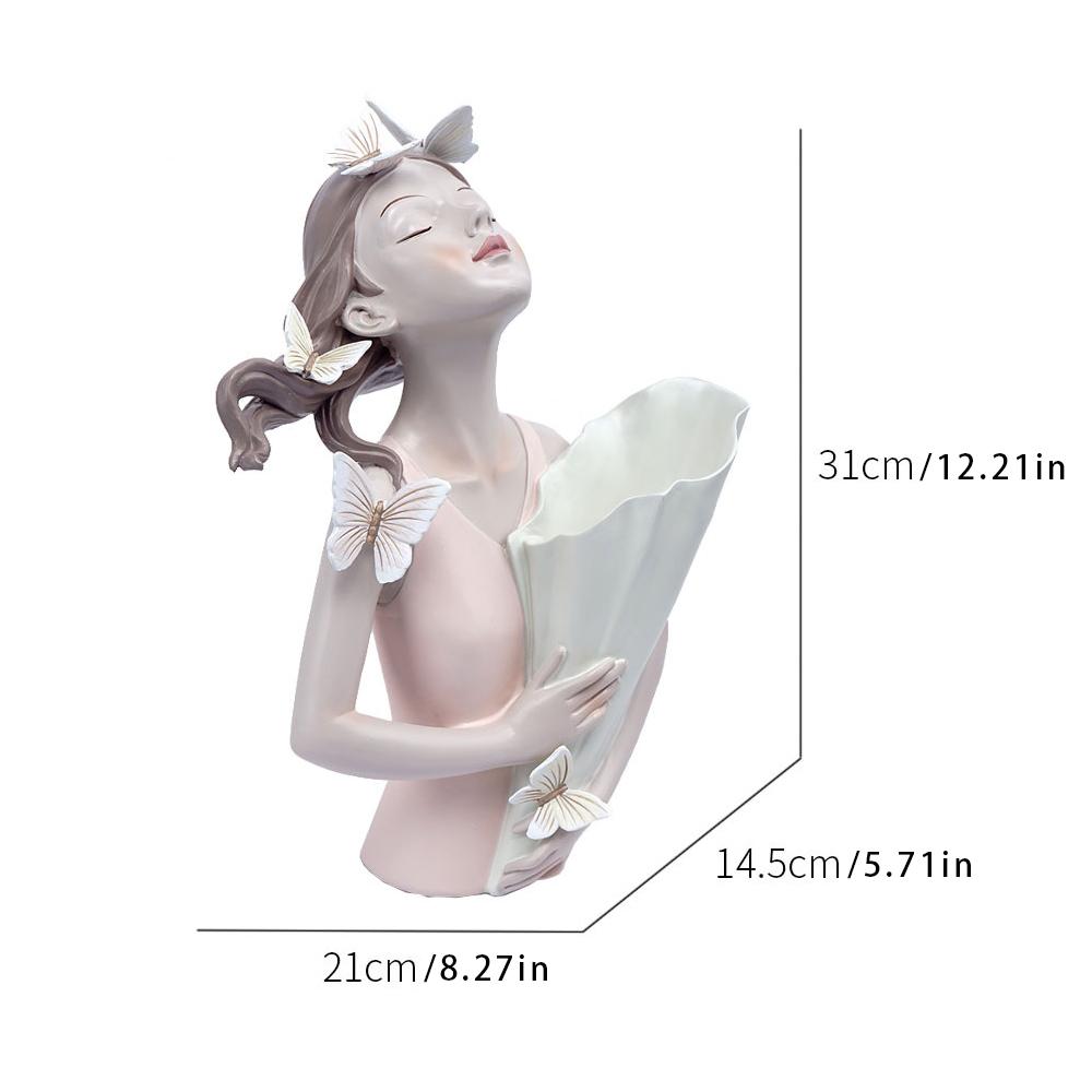 Luxury Vases Decor Resin Statue Sculpture Home Wedding Flower Figurines Interior Desktop Ornaments Living Room Butterfly Girl