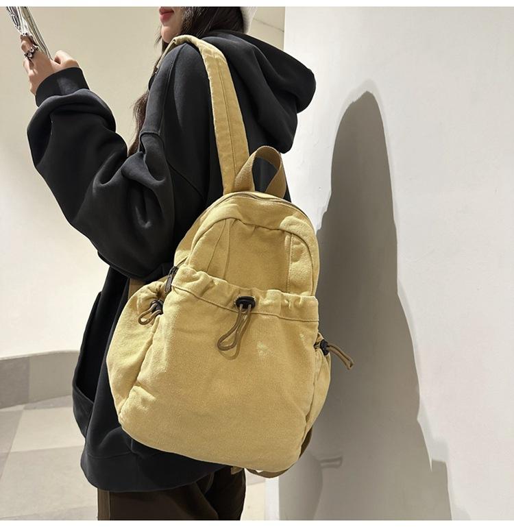 Washed Canvas Schoolbag Women's Casual Backpack College Students' Casual Class Backpack