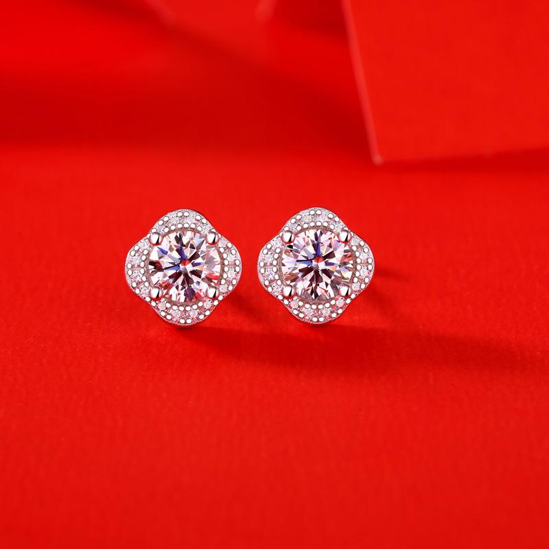Bague Ringen Серьги New Age с инкрустацией серебром S925 0,5 карата, модные трендовые цветочные серьги