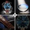 OLEVS Men's Watch 30M Water-Resistant Analog Quartz Brown Leather Band Blue Dial Date Easy-to-Read Arabic Numerals