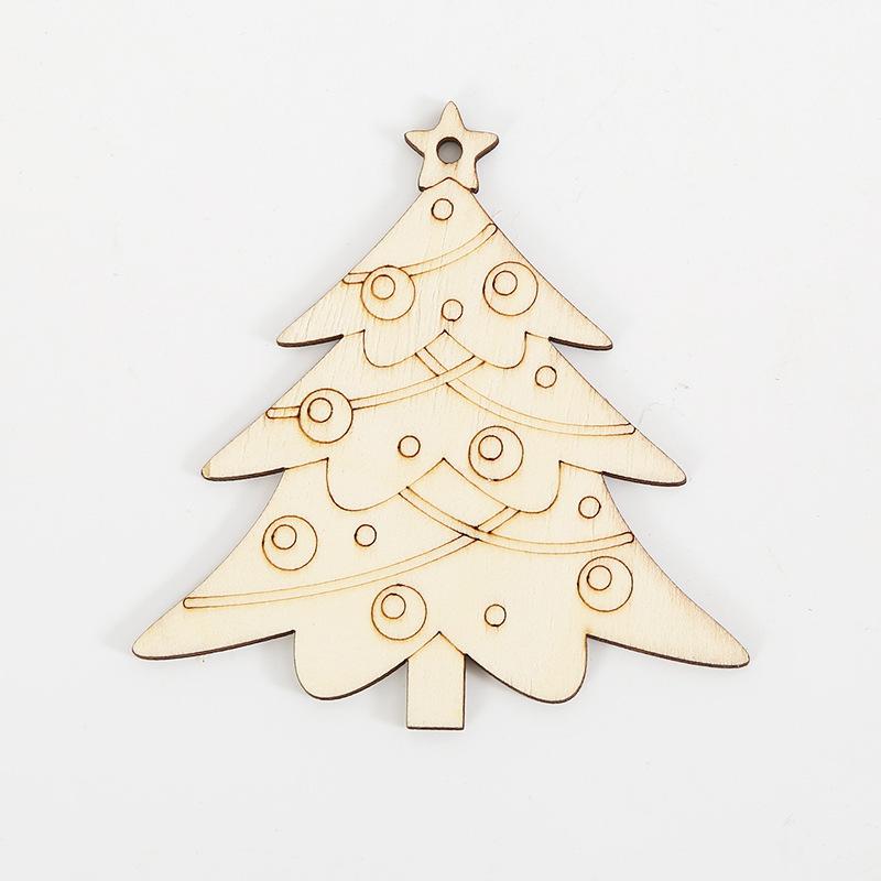 10 шт. Рождественский мультяшный узор Бесцветная деревянная доска и пеньковая веревка - Ручная раскраска Подвеска на рождественскую елку Рождественские украшения