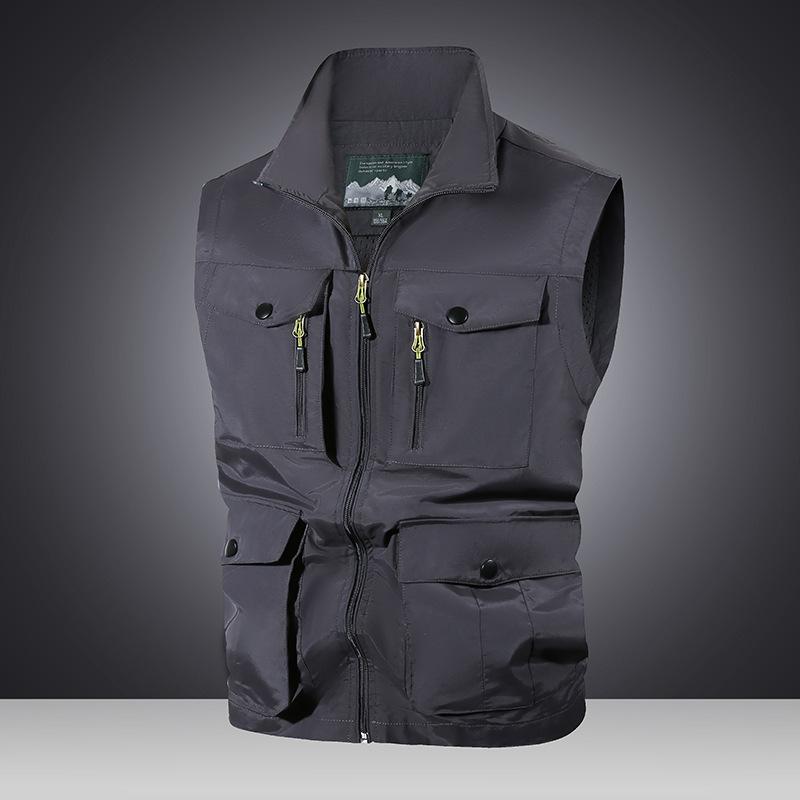 MultiBag Vest Men'S Outdoor Leisure StandUp Collar Fishing Vest Tooling Jacket Photography Vest