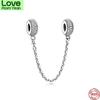 New Original Silver Color White Pave Safety Chain Diy Bead Fit European Fashion Charms Bracelet Bangles Diy Jewelry P774