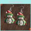 Christmas Themed Snowman Pattern Women Acrylic Earrings For Seasonal Fashion