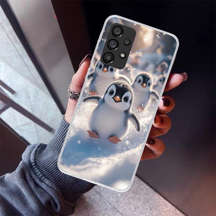 Christmas Penguin Phone Case For Samsung Galaxy A52 A51 A50S A32 A22 A12 A02S A72 A71 A31 A70 A30S Note 20 Ultra 10 Plus S10 Gal