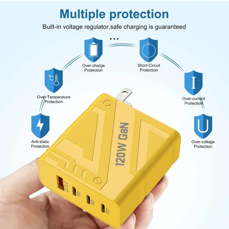 120 Вт быстрая зарядка Type-C Quick Charge3.0 PD USB зарядное устройство адаптер для iPhone 16 15 Xiaomi Samsung EU/US Plug телефон настенный адаптер