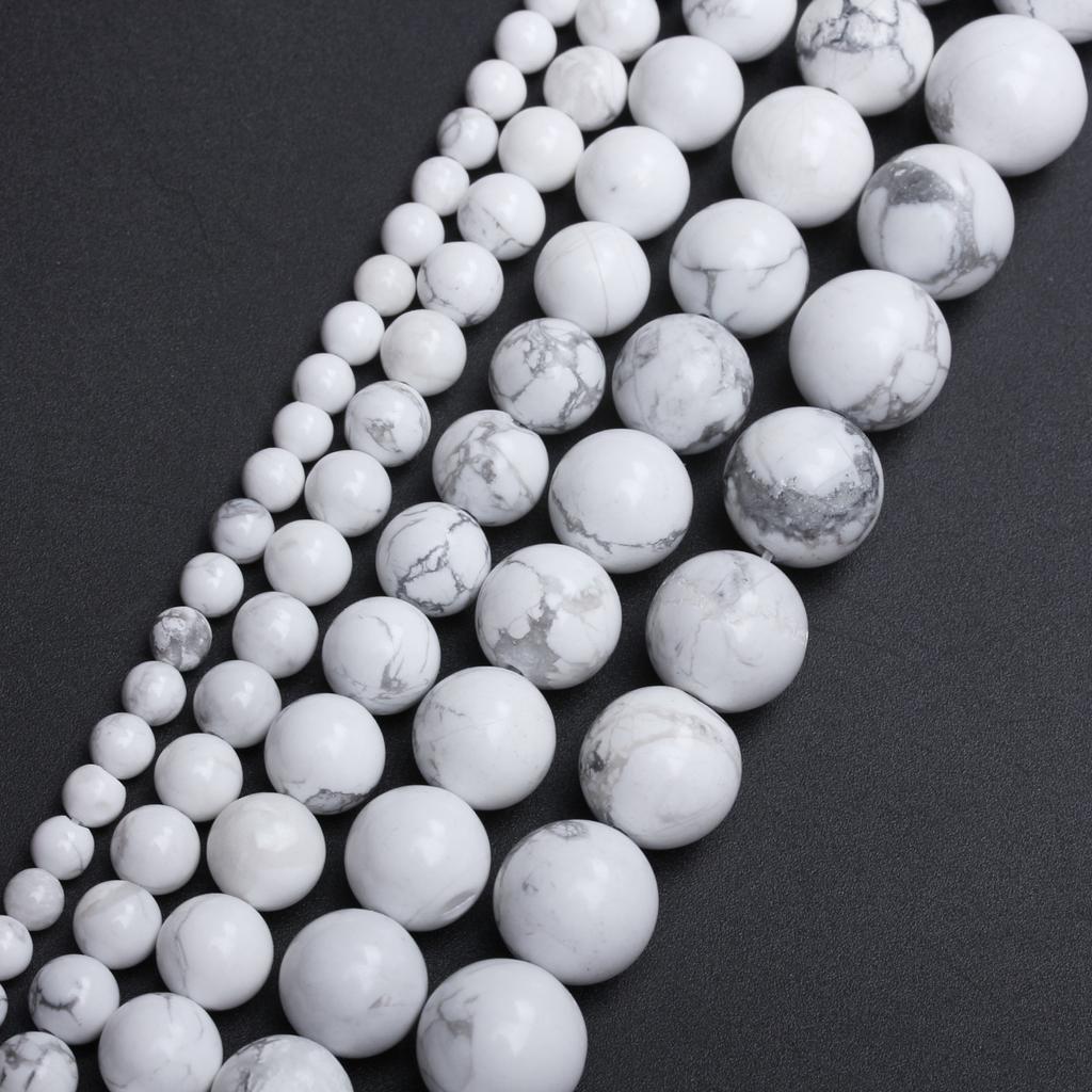 Товары для вечеринок, натуральные камни, круглые, 4/6/8/10/12 мм, для изготовления украшений своими руками, бирюза, 40-15 шт., ожерелья, аксессуары из белого говлита, бусины россыпью