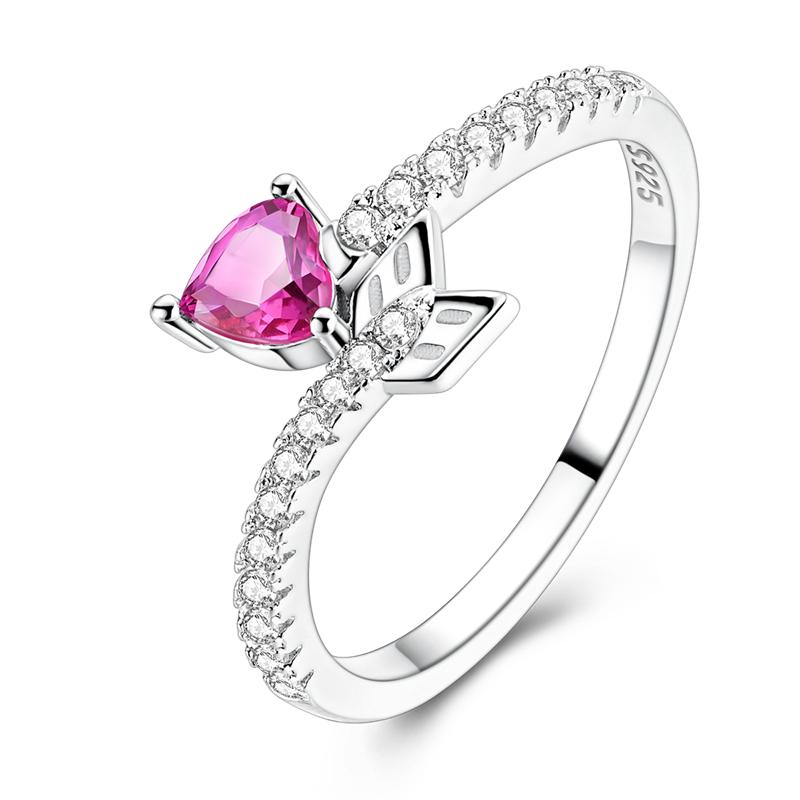 925 Sterling Silver Rings Sparking Purple White Pink Blue Zircon LOVE Wedding Ring Women Engagement Jewelry Anniversary Gifts