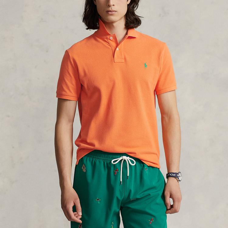 Polo Ralph Lauren SS23 однотонная рубашка поло с коротким рукавом мужская верхняя часть оранжевая MNPOKNI1N822250-820