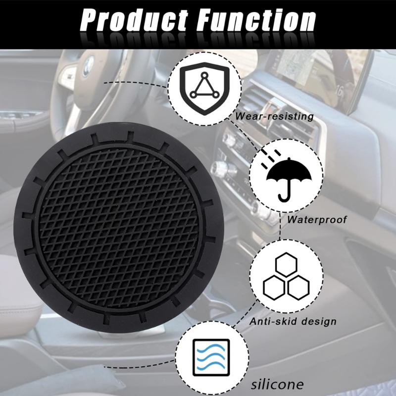 New Non-slip Water Cup Pad Car Coaster Black Soft Rubber Decoration Anti-skid Rubber Drink Cup Bottle Mat Accessories 2/1pcs