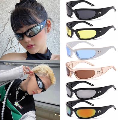 Прямоугольные солнцезащитные очки New Moon для женщин и мужчин, винтажные уличные велосипедные спортивные очки в стиле хип-хоп, панк, трендовые женские