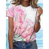 Summer Casual 3D Printed Short Sleeved Round Neck T-shirt for Women Shirt