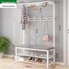 Entryway Coat Rack with Shoe Bench