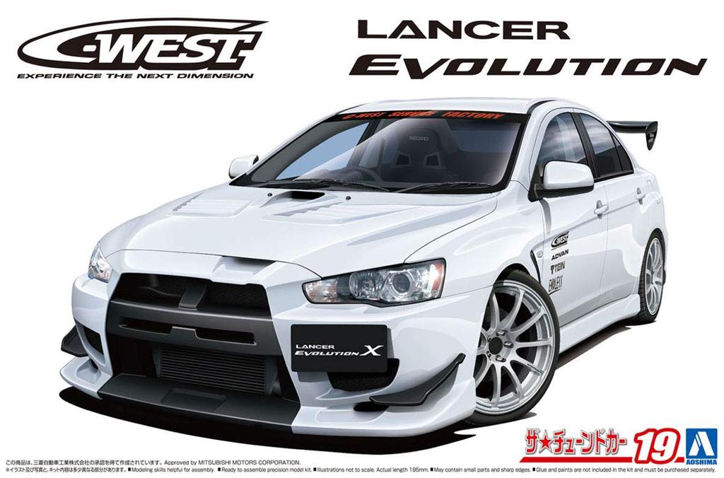 Aoshima Bunka Kyozaisha The Tuned Car Series Mitsubishi CZ4A Lancer Evolution X 2007 Пластиковая модель 1/24 № 19 C-WEST
