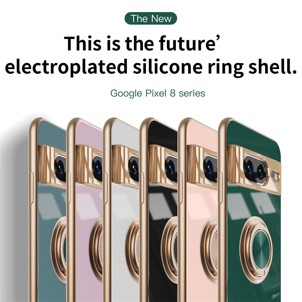 Для Google Pixel 8 Pro Luxuy покрытие магнитный металлический кольцевой кронштейн автомобильный чехол-держатель для Google Pixel 7 Pro A 6 5 A силиконовый противоударный чехол