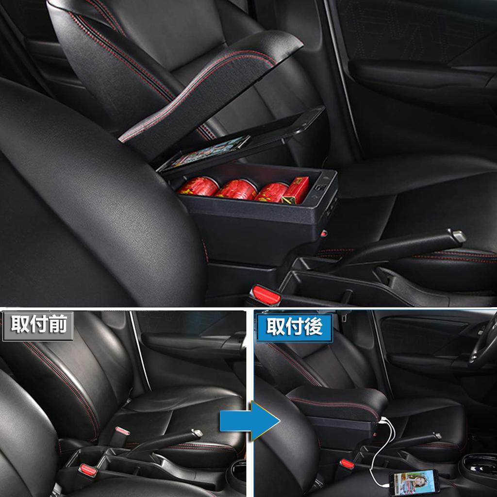 Universal 3D Soft Car Console Box with Luxurious 7 USB Charging Multifunctional Pro Large Car Center Storage Accessory Armrest, Box, Box, Capacity,