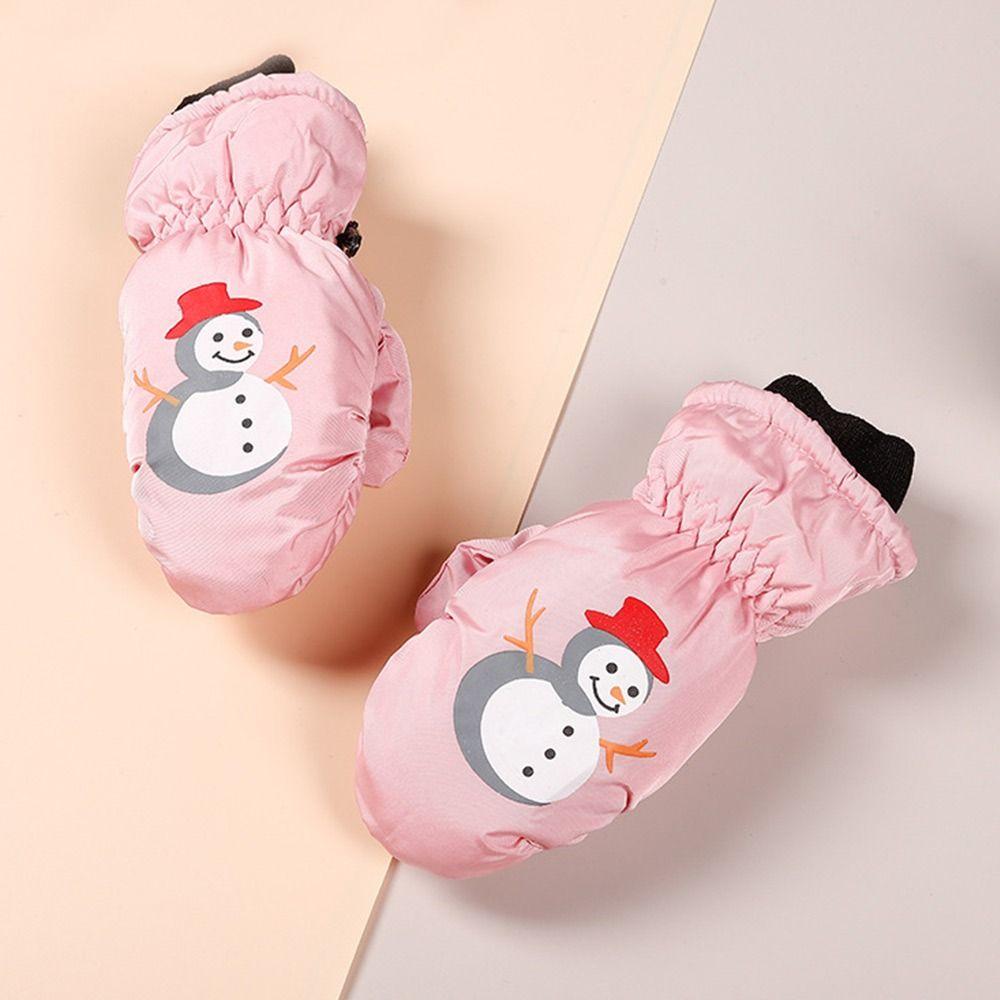 Уличные толстые теплые лыжные перчатки Нескользящие ветрозащитные водонепроницаемые варежки Зимние милые спортивные перчатки для мальчиков и девочек 2-5 лет