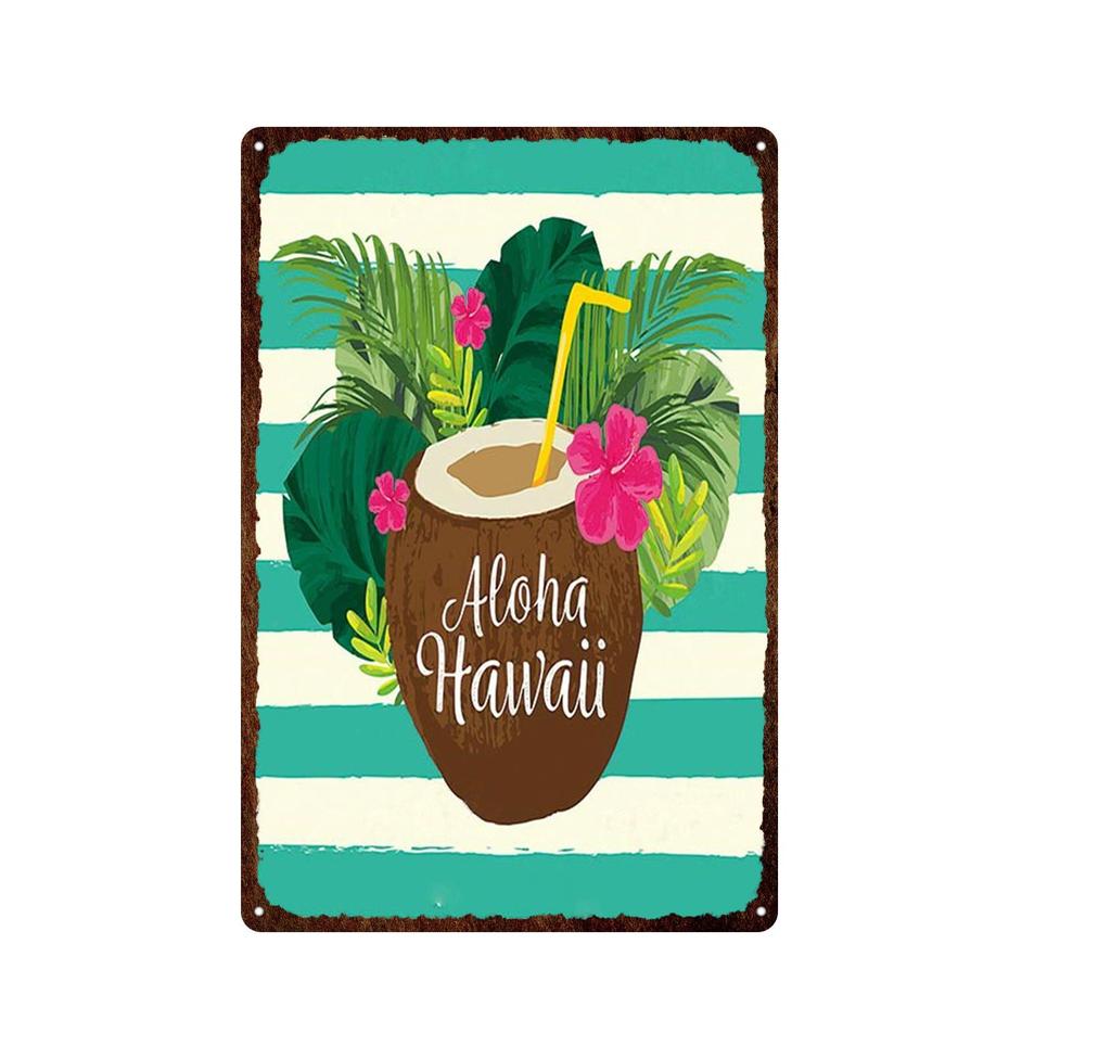 Гавайи Вайкики Приморский Пейзаж Металлическая Оловянная Вывеска Известный Туристический Город Ретро Серфинг/Декоративная Налет Для Автомобиля Железная Живопись 20*30 см