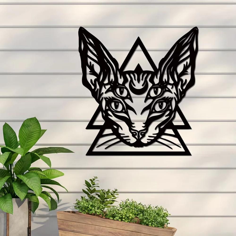 1pc Sphynx Cat Metal Wall Art - Gothic Indoor Decoration, Hairless Cat Design for Unique Room Décor, Perfect Wall Art Gift