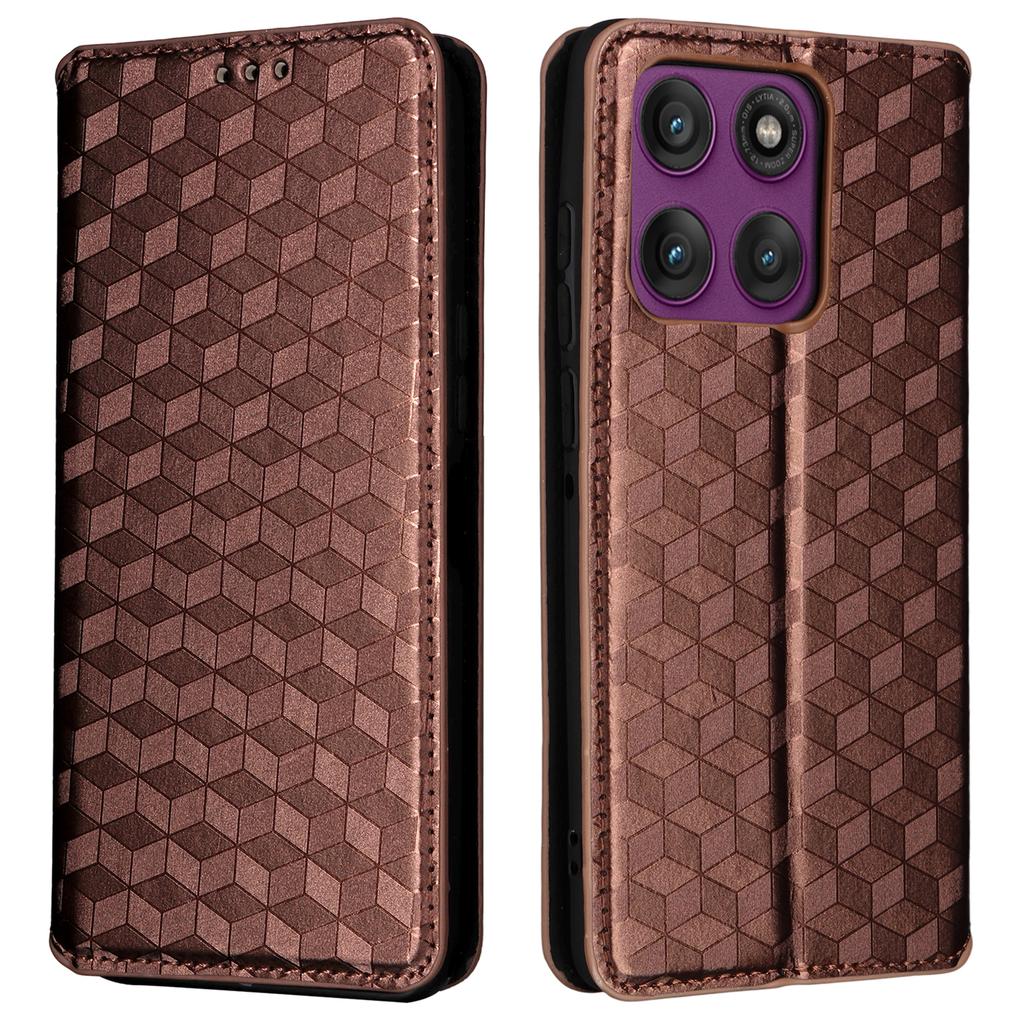 Чехол-кошелек для Motorola Edge 60 Pro 5G из кожи с ромбовидным тиснением