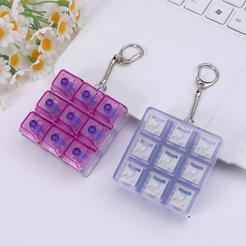 Jiugongge Transparent Button Decompression Toy Fingertip Pressing Luminous Shaft Tester Pressure Relief Toy Keychain