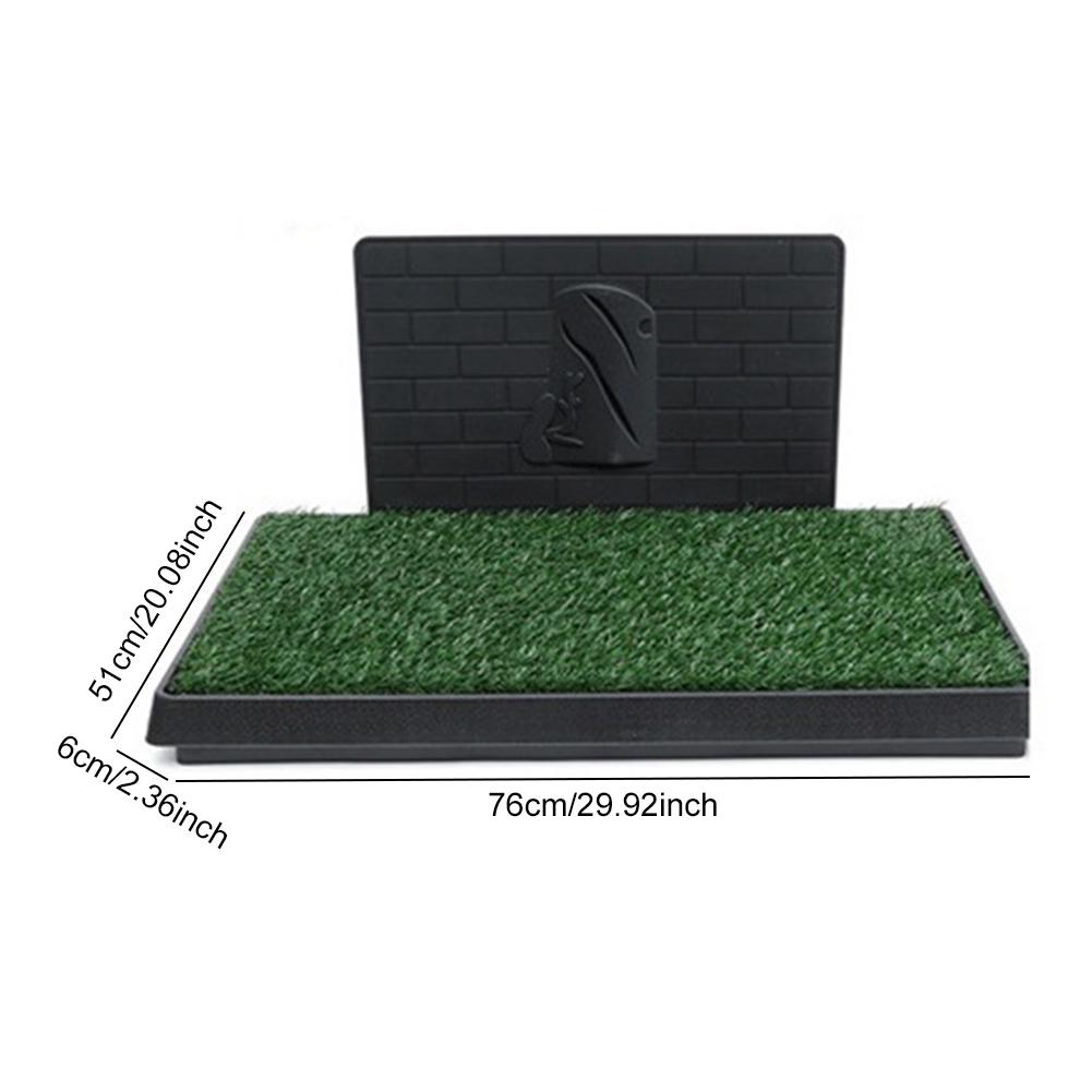 Artificial Grass Dog Potty Pad with Large Tray Multi Drainage Holes Splash-Proof Design Reusable for Indoor Outdoor Porch Use