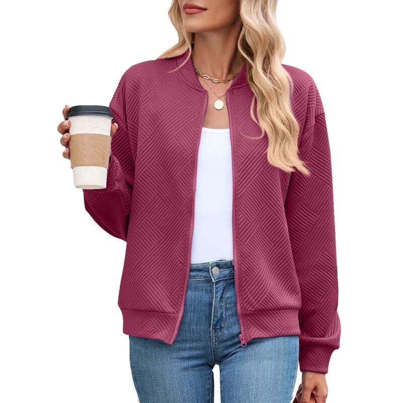 Женская однотонная куртка на молнии с длинным рукавом в стиле бейсбол, повседневная, осенне-зимняя, новинка, модная верхняя одежда, пальто