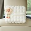 Puff Grid Car Hanging Napkin Holder Bow Paper Organizer Storage Bag  Headrest Armrest
