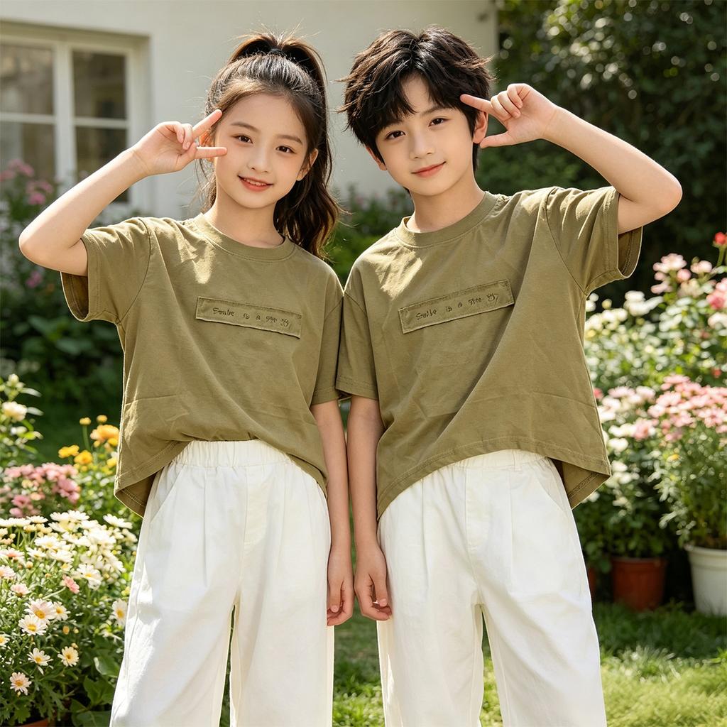 Children's Letter Design Cotton Short-Sleeved T-Shirt