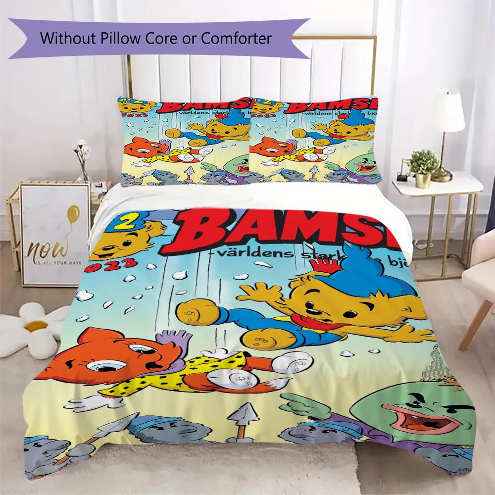 Bamse Pattern Bedding,Quilt Set Quilt Cover Pillowcase Home Birthday Gift (1*duvet cover+2*pillowcase,without core)SSJT0917350