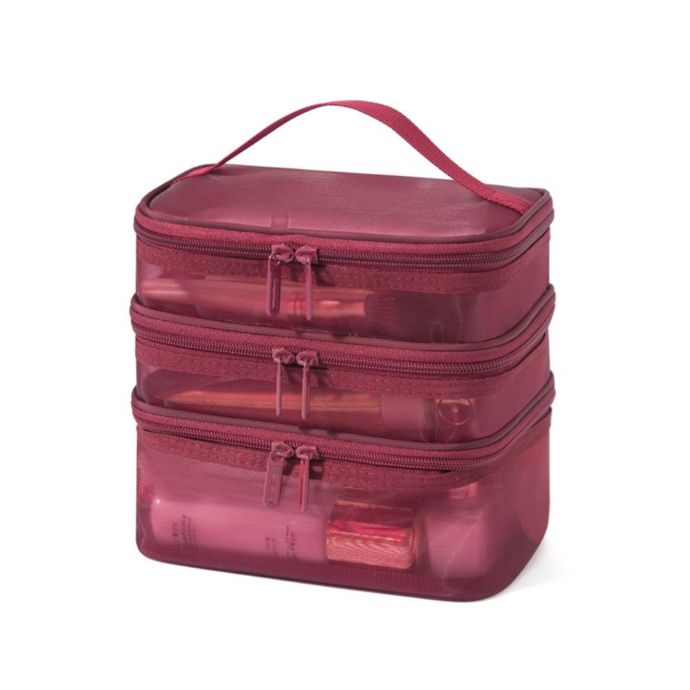 1/2/3 Layers Mesh Cosmetic Bags Zipper Perspective Makeup Bag Casual Cosmetic Storage Bag Women