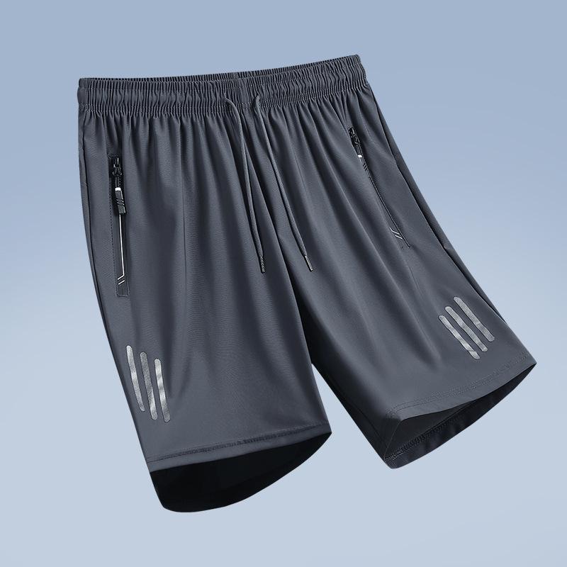 Мужские спортивные шорты больших размеров из быстросохнущего ледяного шелка - Дышащие, высокоэластичные, для активного отдыха и повседневной носки