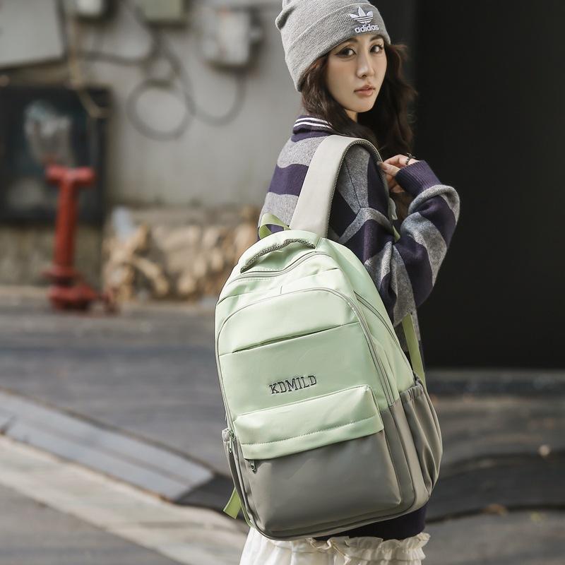 Студенческий школьный рюкзак, женский рюкзак с цветными блоками, компьютерный рюкзак большой емкости, мужской рюкзак для средней школы