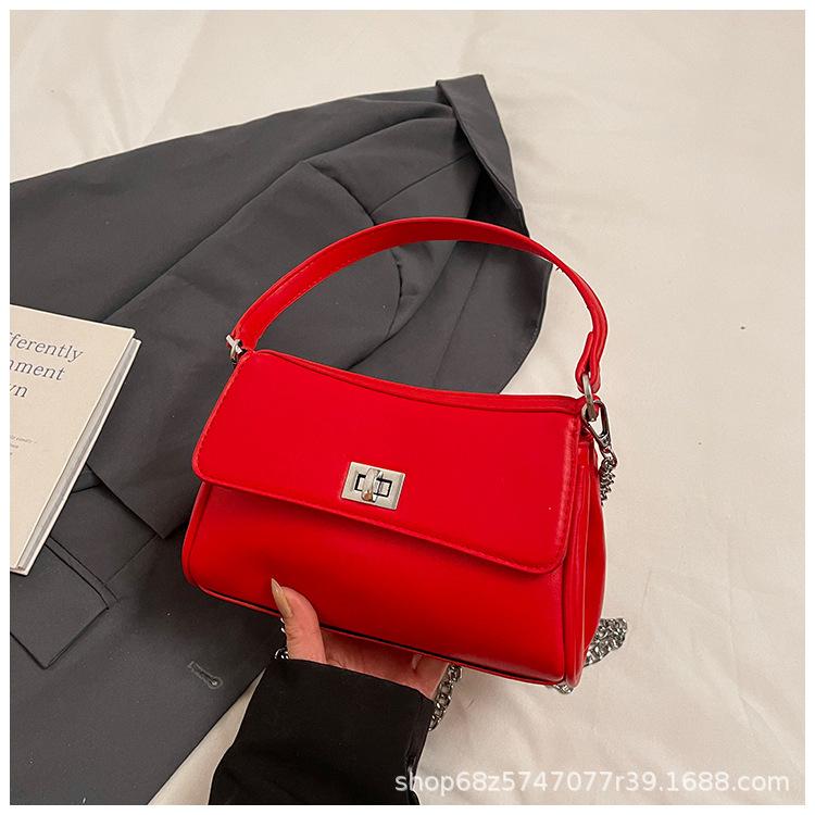 Fashion High-end Handbag Bag Women's 2025 New Texture Chain Shoulder Messenger Bag Casual Simple Small Square Bag