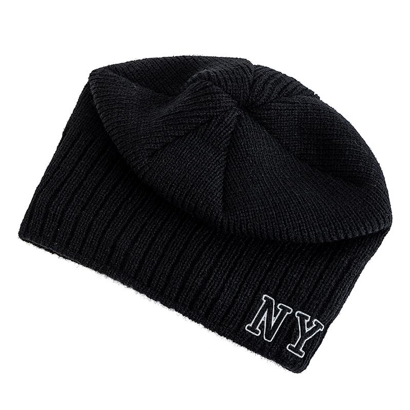 Новый стиль Унисекс Осенне-зимние шапки с плюшевой меховой подкладкой Мужские Женские Теплая шапка бини Повседневная с принтом NY Зимние вязаные шапки для лыж