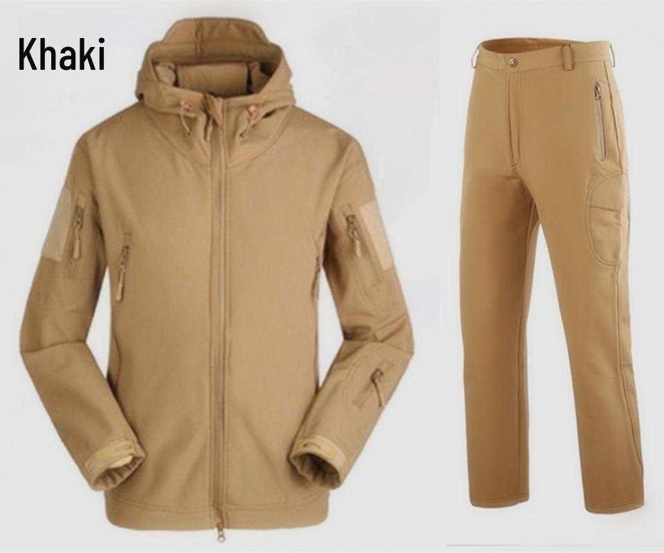 Мужской водонепроницаемый ветрозащитный комплект куртки софтшелл TAD из флиса «акулья кожа» камуфляжной расцветки