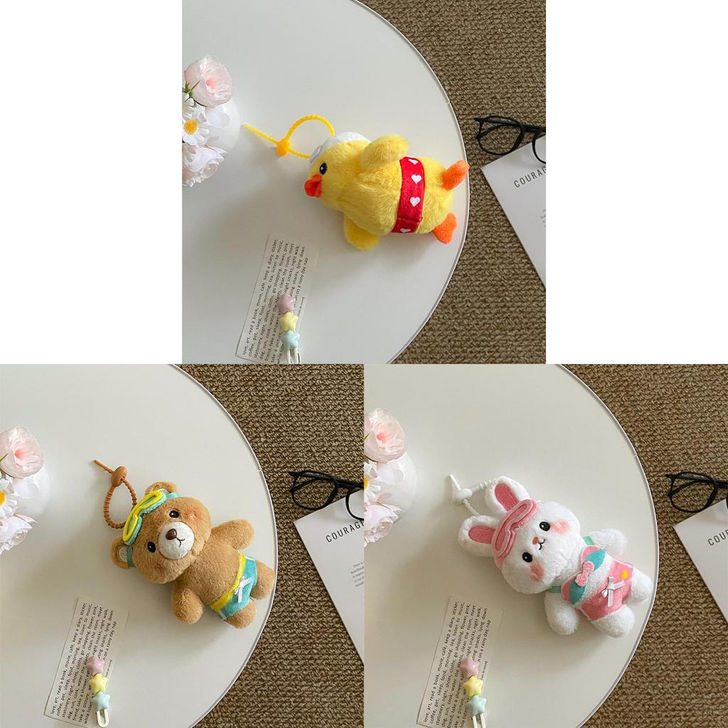 Soft Plush Toy Keychain Featuring Adorable Swimming Bear For Kids And Teens