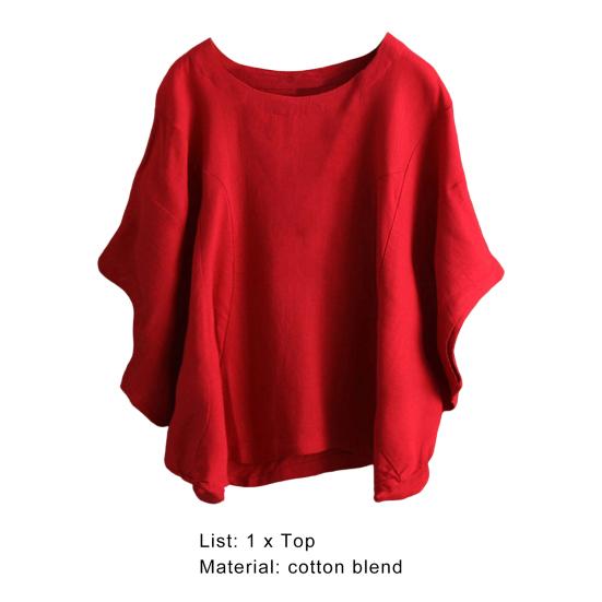 Женская блузка с круглым вырезом и рукавами «летучая мышь», свободный крой, женский однотонный свободный пуловер, топ