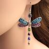 Ethnic Style Retro Dragonfly Earrings Long Earrings Women Tassel Multi-color