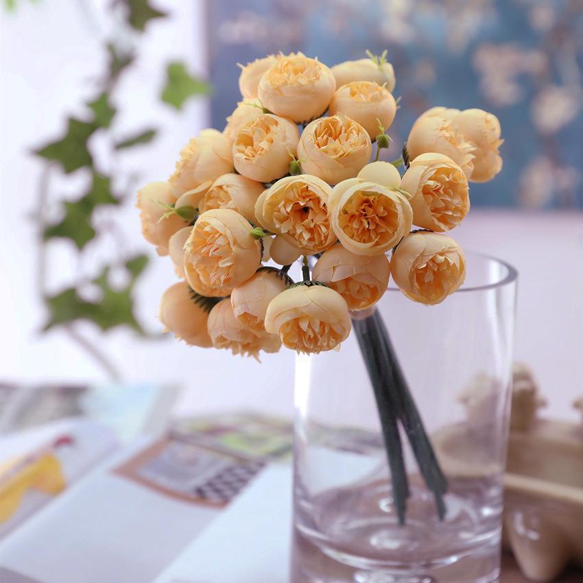 Искусственные цветы камелии с 27 головками, букет пионов и роз, цветок невесты для свадьбы, вечеринки, офиса, украшения дома