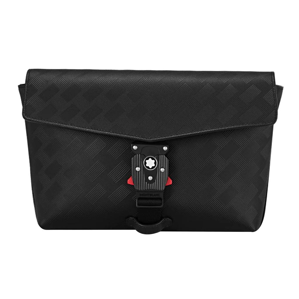 Montblanc Adjustable Shoulder Strap Embossed Full Grain Leather Envelope Clutch Bag Men Clutch Bag Black 129972