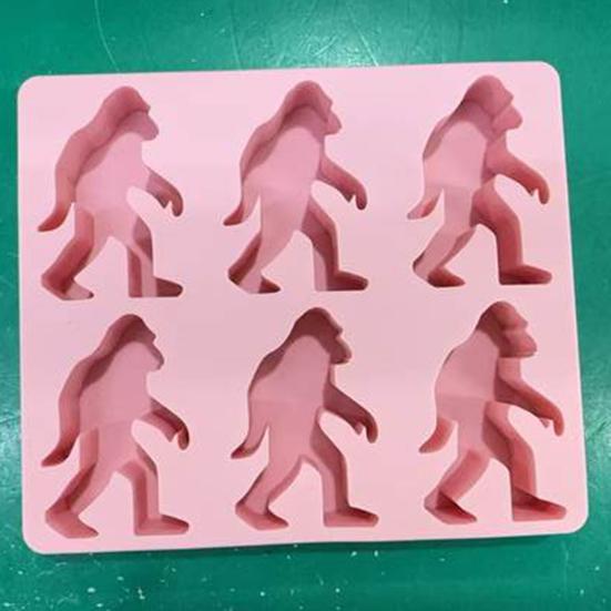 Ice Cube Mold 6-Cavity Gorilla Shape Ice Cube Tray for Whiskey Cocktails DIY Treats Reusable Easy Release Popsicle Molds